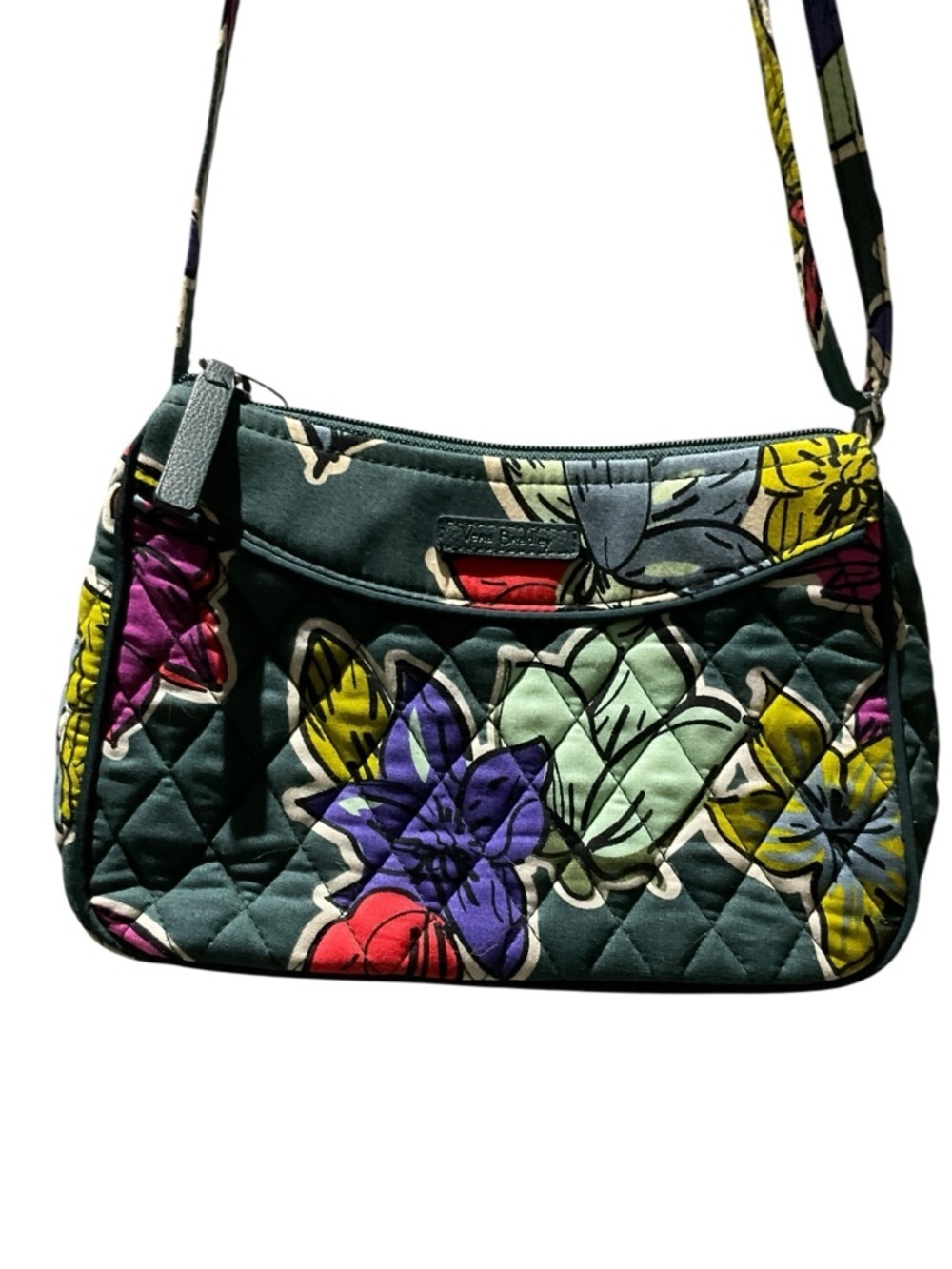Vera Bradley Quilted Crossbody Bag - Teal with Purple, Yellow & Red Floral